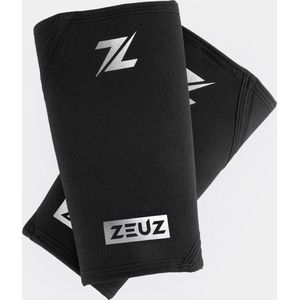 ZEUZ 2 Stuks Powerlifting Knie Brace voor CrossFit, Gewichtheffen & Fitness – Knee Sleeves - Knieband Braces Lang – 7 mm – Zwart & Zilver - Maat XXL