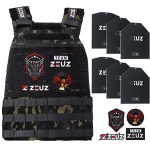 ZEUZ Gewichtsvest 16,5 KG voor CrossFit & Fitness – Tactical Vest & Trainingsvest - Verstelbaar in Gewichten – 19 Standen - Zwart - Camouflage