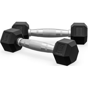 ZEUZ Hexa Dumbbells Set 2 x 1 KG – Dumbell - Hexagon Gewichten Dumbbellset – Krachttraining Dumbellset voor CrossFit & Fitness