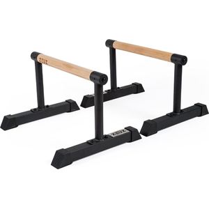 ZEUZ Houten Parallettes voor Calesthenics, CrossFit, Turnen & Gymnastiek – Push Up Grips Bar & Opdruksteun Hout - Fitness & Krachttraining – Metalen Frame met Antislip - 32 CM Hoog