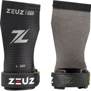 ZEUZ Fingerless Grips voor Fitness, CrossFit, Turnen & Gymnastics – Sport Handschoenen – Zwart – Eagle Carbon - Maat L