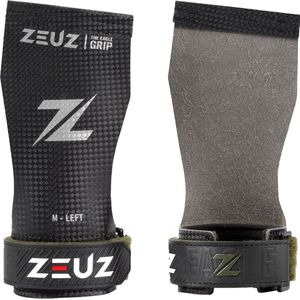 ZEUZ Fingerless Grips voor Fitness, CrossFit, Turnen & Gymnastics – Sport Handschoenen – Zwart – Eagle Carbon - Maat M