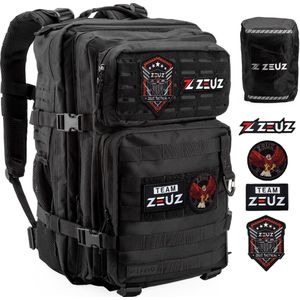 ZEUZ Tactical Rugzak Dames & Heren voor Fitness & CrossFit – Backpack - Sporttas - Militaire Army Bag - Sport Tas – 45 Liter - Zwart