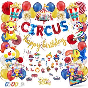 Fissaly® 104 Stuks Circus Feest Versiering – Kinderfeestje Decoratie – Clown - Themafeest Verjaardag Ballonnen - Feestje