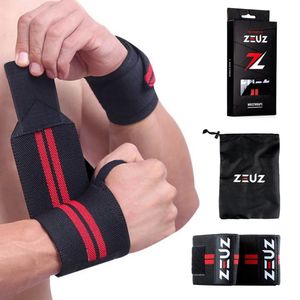 ZEUZ 2 Stuks Polsband voor Fitness & CrossFit - Wrist wraps – Krachttraining – Polsbrace – Rood & Zwart