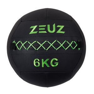 ZEUZ Premium Wall Ball 6kg - Geschikt voor CrossFit & Fitness ��– PU Foam Vulling & Vinyl – 35 CM Diamter - Groen