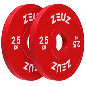 ZEUZ Halterschijf 2 Stuks 2,5 KG – 5 KG Gewichten Set – voor 50 mm Halter – voor CrossFit & Fitness – Metaal & Rubber - 2.5 Schijf