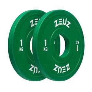 ZEUZ Halterschijf 2 Stuks 1 KG – 2 KG Gewichten Set – voor 50 mm Halter – voor CrossFit & Fitness - Metaal & Rubber - 2KG Schijf