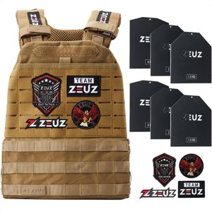 ZEUZ Gewichtsvest 16,5 KG voor CrossFit & Fitness – Tactical Vest & Trainingsvest - Verstelbaar in Gewichten – 19 Standen - Beige