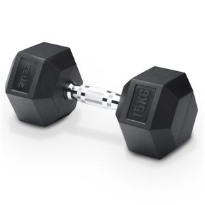 ZEUZ Hexa Dumbbell 1 Stuk 15 KG – Hexagon Gewichten – Krachttraining Dumbell geschikt voor CrossFit & Fitness