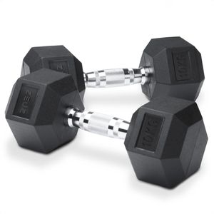 ZEUZ Hexa Dumbbells Set 2 x 10 KG – Dumbell - Hexagon Gewichten Dumbbellset – CrossFit, Fitness & Krachttraining Dumbellset