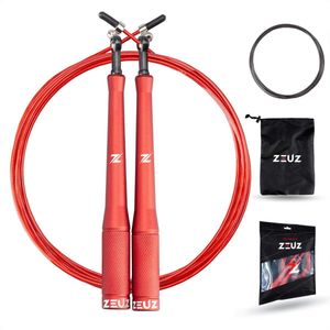 ZEUZ Professioneel Springtouw voor CrossFit & Fitness – Verstelbaar – Speed Rope – Volwassenen – SR-2 - Rood