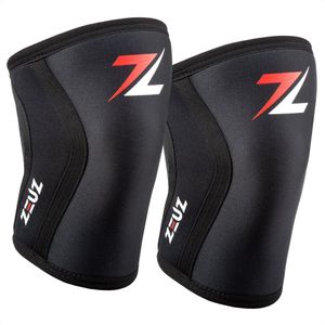 ZEUZ 2 Stuks Premium Knie Brace voor Fitness, CrossFit & Sporten – Knieband - Braces – 7 mm - Zwart, Rood & Wit - Maat S