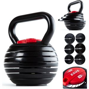 ZEUZ Verstelbare Kettlebell tot 18 KG – Fitness Sport Set – Conditie & Krachttraining – Halters - Gietijzer