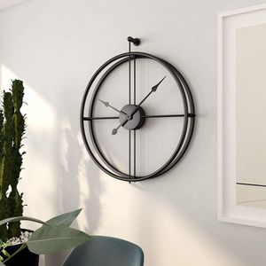 Grote wandklokken voor woonkamer moderne zwarte metalen wandklok niet