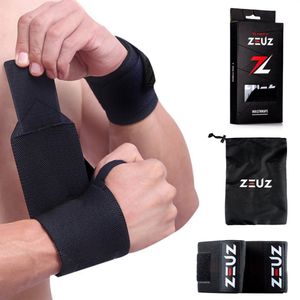 ZEUZ 2 Stuks Polsband voor Fitness & CrossFit - Wrist wraps – Krachttraining – Polsbrace – Zwart