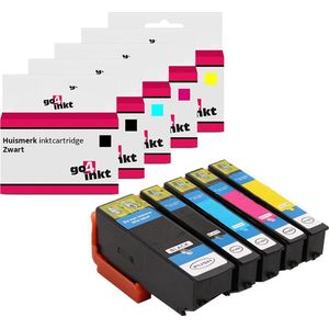 5st. Go4inkt compatible met Epson 33XL, T3351, T3361, T3362, T3363 en T3364 bk/c/m/y inkt cartridges zwart, cyaan, magenta, yellow, foto-zwart