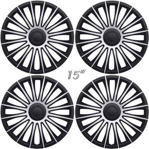 Wieldoppen AUSTIN-GTS 15 inch zwart/zilver. Set a 4 stuks in doos (a.u.b. tekst lezen!)