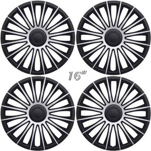 Wieldoppen AUSTIN-GTS 16 inch zwart/zilver. Set a 4 stuks in doos (a.u.b. tekst lezen!)