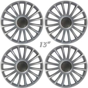 Wieldoppen GRAND PRIX-S 13 inch zilver/antraciet center. Set a 4 stuks in doos (a.u.b. tekst lezen!)