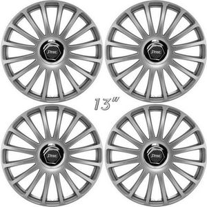 Wieldoppen GRAND PRIX-SC 13 inch zilver/chroom hart. Set a 4 stuks in doos (a.u.b. tekst lezen!)