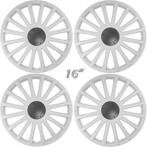 Wieldoppen GRAND PRIX-WA 16 inch wit/antraciet hart. Set a 4 stuks in doos (a.u.b. tekst lezen!)