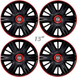 MAXIM-BRR - Wieldoppen - 13 inch - Zwart met Rode Rand en Ring - Set van 4 Stuks