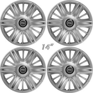 Wieldoppen MAXIM-S 14 inch zilver/hoogglans zwarte ring. Set a 4 stuks in doos (a.u.b. tekst lezen!)