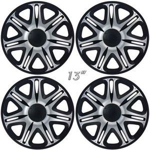 Wieldoppen NASCAR-BS 13 inch zwart/zilver (set a 4 stuks in doos)