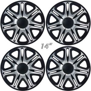 Wieldoppen NASCAR-BS 14 inch zwart/zilver (set a 4 stuks in doos)