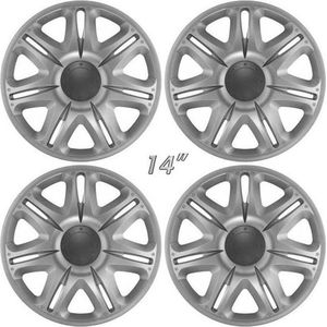 Wieldoppen NASCAR-S 14 inch zilver/antraciet center (set a 4 stuks in doos)