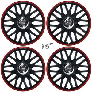 Wieldoppen ORDEN-BRR 16 inch satijn-zwart/rode rand (set a 4 stuks in doos)