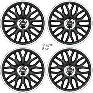 Wieldoppen ORDEN-BSR 15 inch satijn-zwart/zilveren rand (set a 4 stuks in doos)