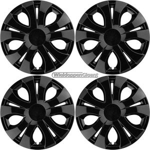 Wieldoppen TOP-BK 16 inch glanzend zwart. Set a 4 stuks (CONTROLEER UW BANDENMAAT en lees a.u.b. de onderstaande, uitgebreide tekst!)