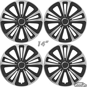 Wieldoppen TERRY-SB 14 inch zilver/zwart met chroom ring (CONTROLEER UW BANDENMAAT en lees a.u.b. de onderstaande, uitgebreide tekst!)