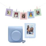 Fujifilm Instax Mini 12 accessoires - Cameratas, fotokaarten met clips & fotoalbum - Pastel Blauw