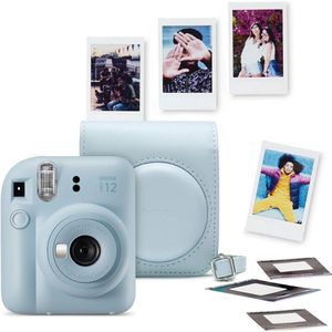 Fujifilm instax Mini 12 Bundel - Instant camera + 1 x 10 stuks film cameratas & stickers - Pastel Blue