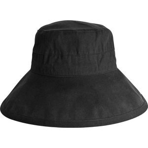 Bucket Hat Dames Traveller Opvouwbare Zonnehoed Katoen - House of Ord UPF50+ UV bescherming Brede Rand - Maat: 58cm verstelbaar - Kleur: Zwart