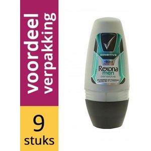 9x50ml Rexona Deodorant Deoroller Sensitive For Men