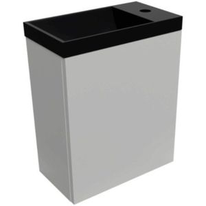 Fonteinset bws luna 54,3x39,7x21,8 cm glans wit met marble fontein zonder overloop mat zwart