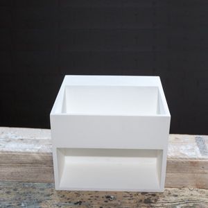 Wastafel crosstone solid surface vierkant met opbergruimte 32x32x25 cm mat wit