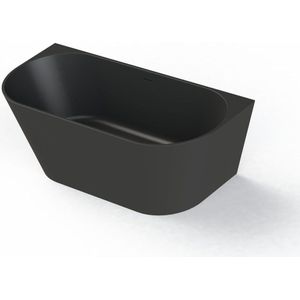 Arcqua - Pinto - Half Vrijstaand Bad - Mat Zwart - Cast Marble