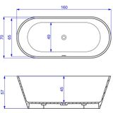 Pinto vrijstaand ligbad 160x70 glans wit