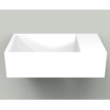 Fontein arcqua marble free 40x22x12 cm rechts zonder kraangat glanzend wit