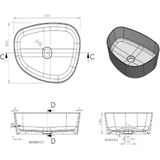 Waskom arcqua rocker cast marble 50x37 cm organisch rechts mat grijs