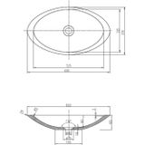 Waskom opbouw bws solid surface 60x35x10 cm ovaal mat wit