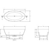 Crosstone Rob vrijstaand bad 151x76x46cm solid surface mat wit CTWL9000