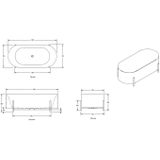 Crosstone Anga solid surface vrijstaand bad mat wit 162*78*55 CTWL9100