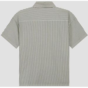 Boxy - Seersucker Stripe Shirt - Korte Mouwen - Zwart - Katoen