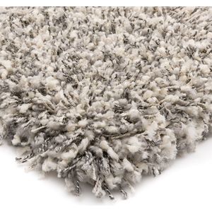 Hoogpolig vloerkleed Gemêleerd - Shaggy Prime wit/zilver 65x130 cm